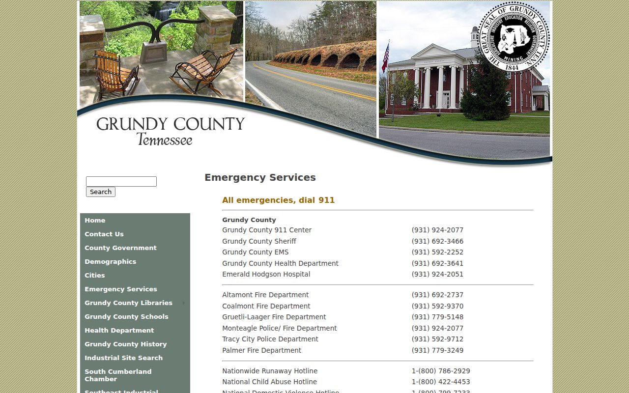 Grundy County arrest records contacts in the emergency services directory