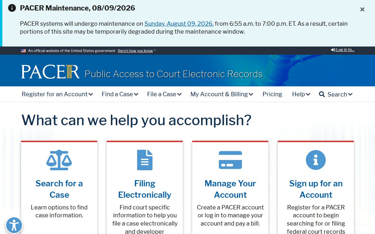 PACER access for a federal criminal court case involving Grundy County