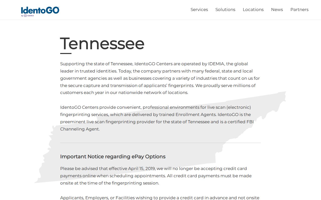 Grundy County fingerprint criminal record appointment search through IdentoGO Tennessee