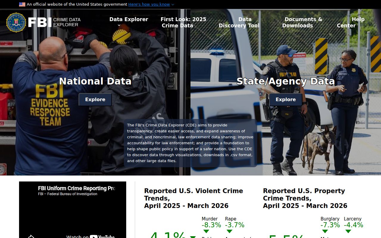 FBI Crime Data Explorer used with Grundy County registry research