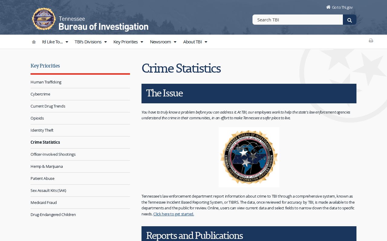 TBI crime statistics source for Grundy County registry context